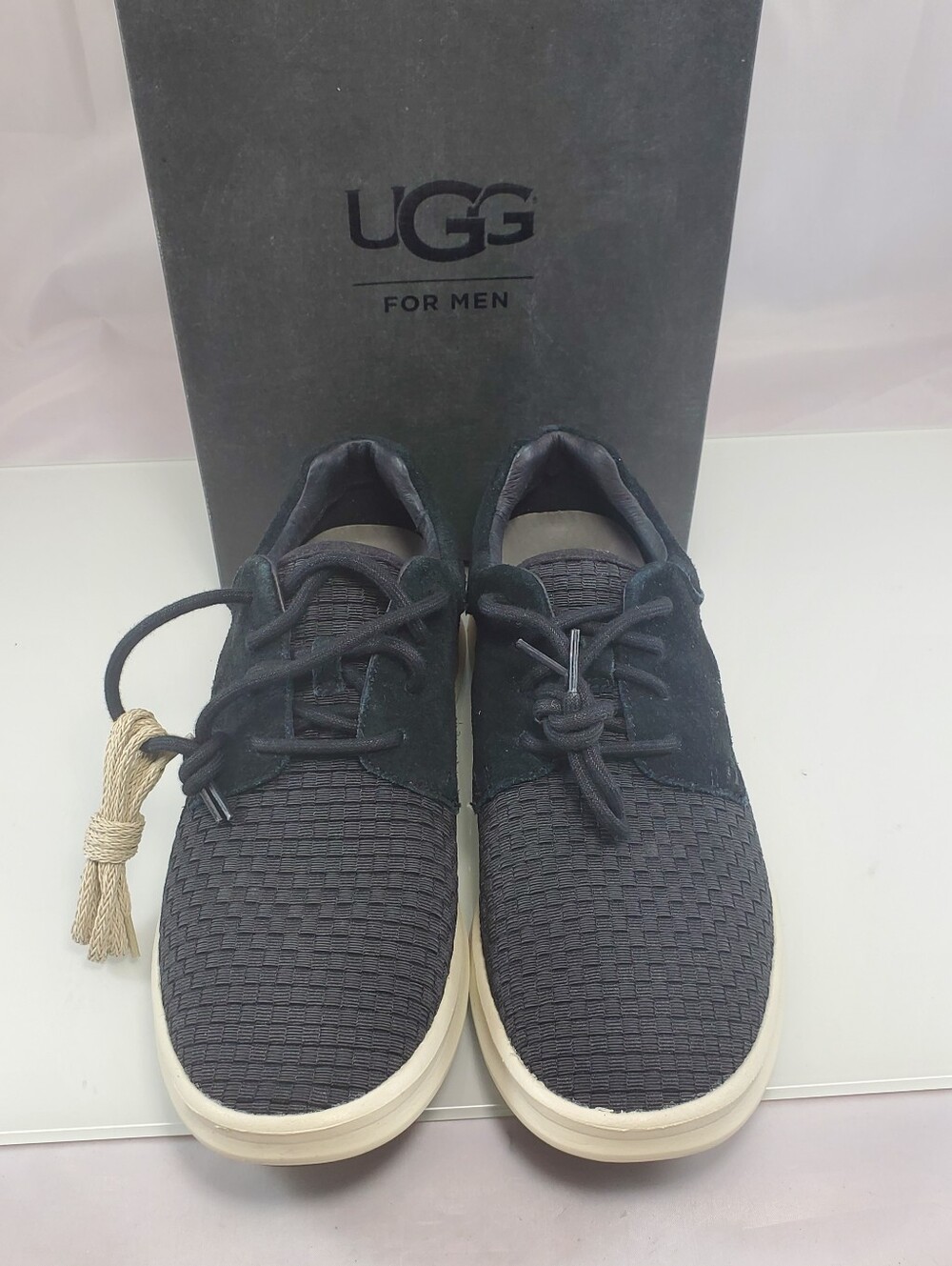 NEW$130 UGG Men's Black Hepner Woven Casual Lace-Up Sneakers Sz 9.5